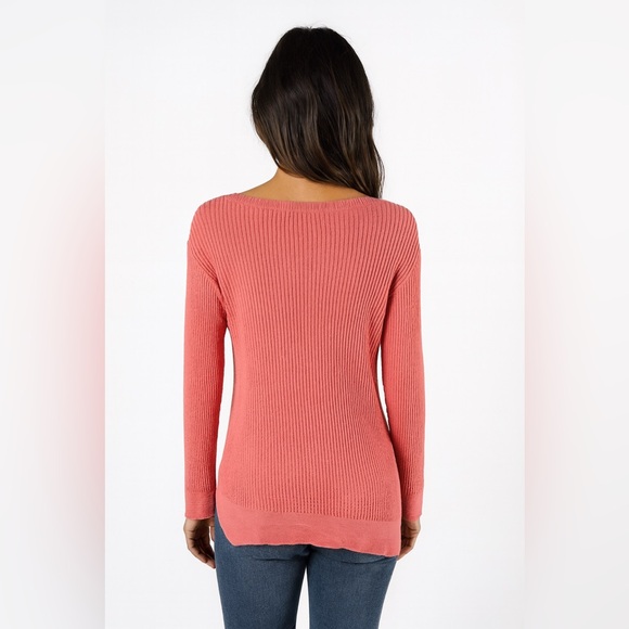 LOFT Coral Long Sleeve Asymmetrical Hem Sweater Size M - Picture 4 of 17